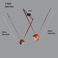 Lustre Dimmable LED Suspension - Éclairage Luminaire Intérieur de Haute Qualité | Marco Lucetti 2 lumières B / Ceinture orange / Abat-jour 30cm | Lumière tricolore