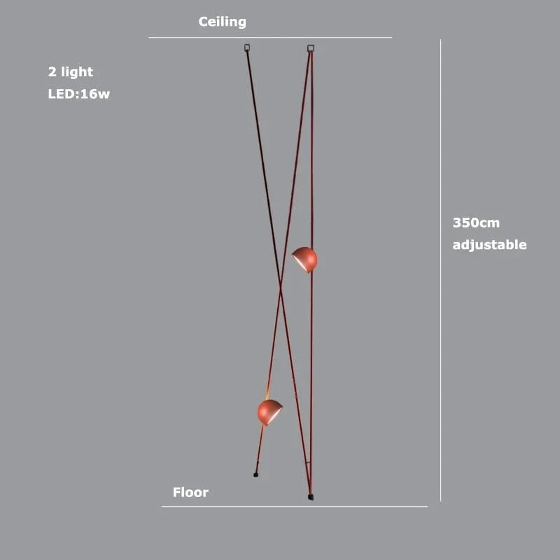 Lustre Dimmable LED Suspension - Éclairage Luminaire Intérieur de Haute Qualité | Marco Lucetti 2 lumières / Ceinture orange / Abat-jour 30cm | Lumière tricolore