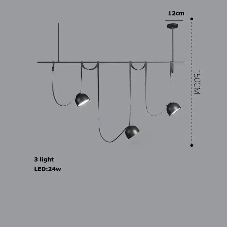 Lustre Dimmable LED Suspension - Éclairage Luminaire Intérieur de Haute Qualité | Marco Lucetti 3 lumières / Ceinture orange / Abat-jour 30cm | Lumière tricolore