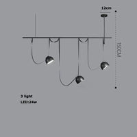 Lustre Dimmable LED Suspension - Éclairage Luminaire Intérieur de Haute Qualité | Marco Lucetti 3 lumières / Ceinture orange / Abat-jour 30cm | Lumière tricolore