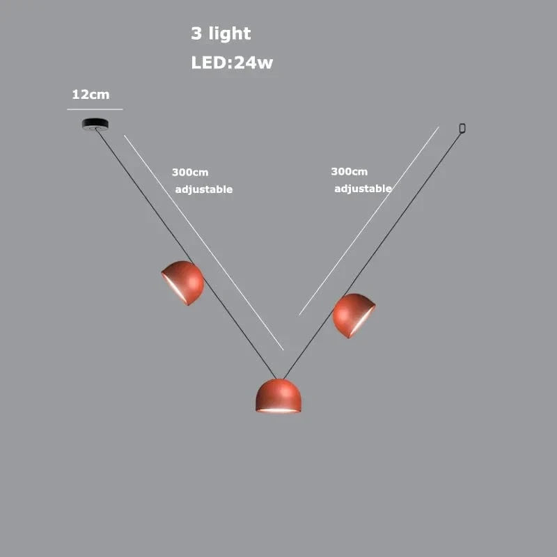 Lustre Dimmable LED Suspension - Éclairage Luminaire Intérieur de Haute Qualité | Marco Lucetti 3 lumières2 / Ceinture orange / Abat-jour 30cm | Lumière tricolore