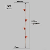 Lustre Dimmable LED Suspension - Éclairage Luminaire Intérieur de Haute Qualité | Marco Lucetti 4 lumières7 / Ceinture orange / Abat-jour 30cm | Lumière tricolore