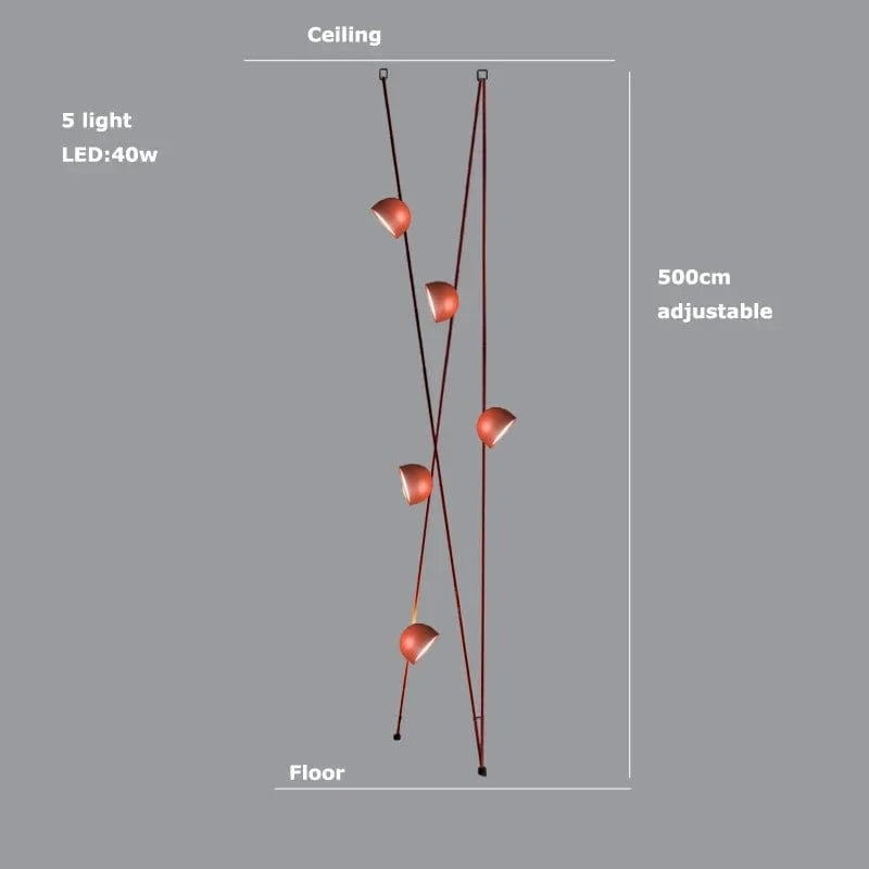 Lustre Dimmable LED Suspension - Éclairage Luminaire Intérieur de Haute Qualité | Marco Lucetti 5 lumière5 / Ceinture orange / Abat-jour 30cm | Lumière tricolore