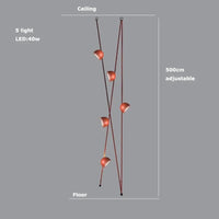 Lustre Dimmable LED Suspension - Éclairage Luminaire Intérieur de Haute Qualité | Marco Lucetti 5 lumière5 / Ceinture orange / Abat-jour 30cm | Lumière tricolore