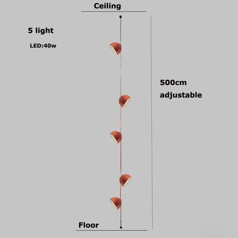 Lustre Dimmable LED Suspension - Éclairage Luminaire Intérieur de Haute Qualité | Marco Lucetti 5 lumières / Ceinture orange / Abat-jour 30cm | Lumière tricolore