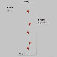 Lustre Dimmable LED Suspension - Éclairage Luminaire Intérieur de Haute Qualité | Marco Lucetti 5 lumières / Ceinture orange / Abat-jour 30cm | Lumière tricolore