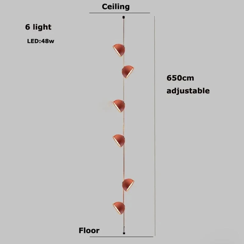Lustre Dimmable LED Suspension - Éclairage Luminaire Intérieur de Haute Qualité | Marco Lucetti 6 lumière8 / Ceinture orange / Abat-jour 30cm | Lumière tricolore