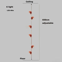 Lustre Dimmable LED Suspension - Éclairage Luminaire Intérieur de Haute Qualité | Marco Lucetti 6 lumière8 / Ceinture orange / Abat-jour 30cm | Lumière tricolore