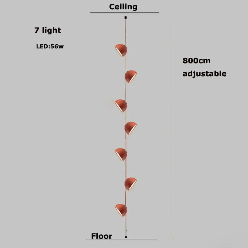 Lustre Dimmable LED Suspension - Éclairage Luminaire Intérieur de Haute Qualité | Marco Lucetti 7 lumière / Ceinture orange / Abat-jour 30cm | Lumière tricolore