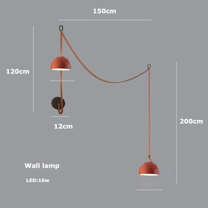 Lustre Dimmable LED Suspension - Éclairage Luminaire Intérieur de Haute Qualité | Marco Lucetti Applique 2 lumières / Ceinture orange / Abat-jour 30cm | Lumière tricolore