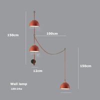 Lustre Dimmable LED Suspension - Éclairage Luminaire Intérieur de Haute Qualité | Marco Lucetti Applique 3 lumières A / Ceinture noire / Abat-jour 30cm | Lumière tricolore