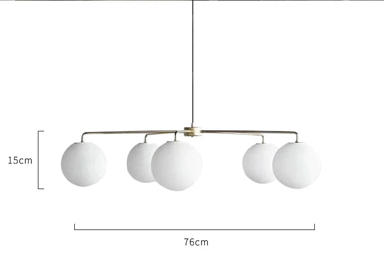 Lustre Danois Doré en Boule de Verre