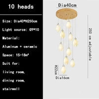 Lustre Duplex LED Magnolia en Céramique pour Hôtel et Villa | Marco Lucetti 10 têtes / Blanc chaud