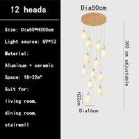 Lustre Duplex LED Magnolia en Céramique pour Hôtel et Villa | Marco Lucetti 12 têtes / Blanc froid