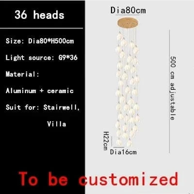 Lustre Duplex LED Magnolia en Céramique pour Hôtel et Villa | Marco Lucetti 36 têtes / Blanc chaud