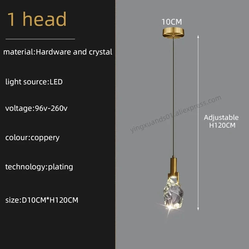 Lustre Duplex Loft Escalier en Colimaçon Moderne Créatif Villa Salon Cristal Premium | Marco Lucetti 1 tête / Lumière chaude