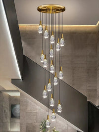 Lustre Duplex Loft Escalier en Colimaçon Moderne Créatif Villa Salon Cristal Premium | Marco Lucetti