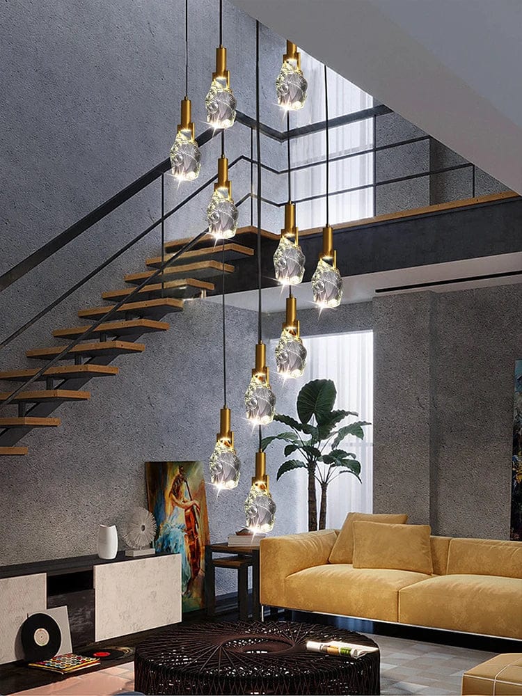 Lustre Duplex Loft Escalier en Colimaçon Moderne Créatif Villa Salon Cristal Premium | Marco Lucetti