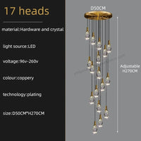 Lustre Duplex Loft Escalier en Colimaçon Moderne Créatif Villa Salon Cristal Premium | Marco Lucetti 17 têtes / Lumière neutre