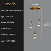 Lustre Duplex Loft Escalier en Colimaçon Moderne Créatif Villa Salon Cristal Premium | Marco Lucetti 3 têtes / Lumière neutre