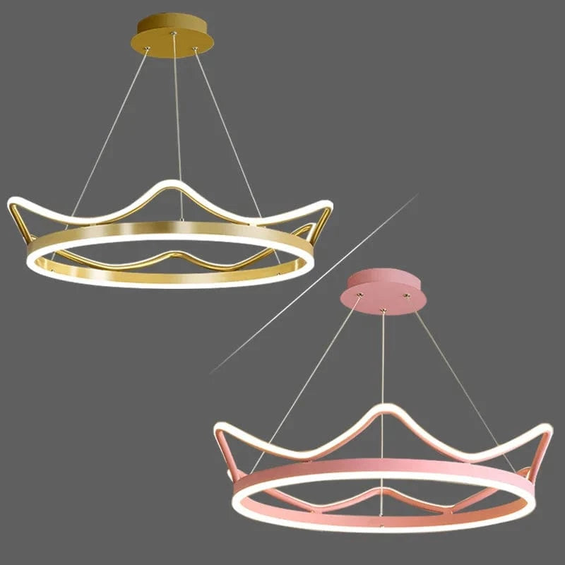 Lustre en acier inoxydable LED Nordique Moderne Rose Gold Bande Couronne pour Chambre d'Enfant | Marco Lucetti