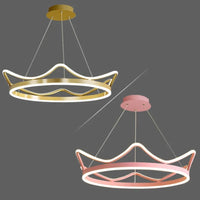 Lustre en acier inoxydable LED Nordique Moderne Rose Gold Bande Couronne pour Chambre d'Enfant | Marco Lucetti