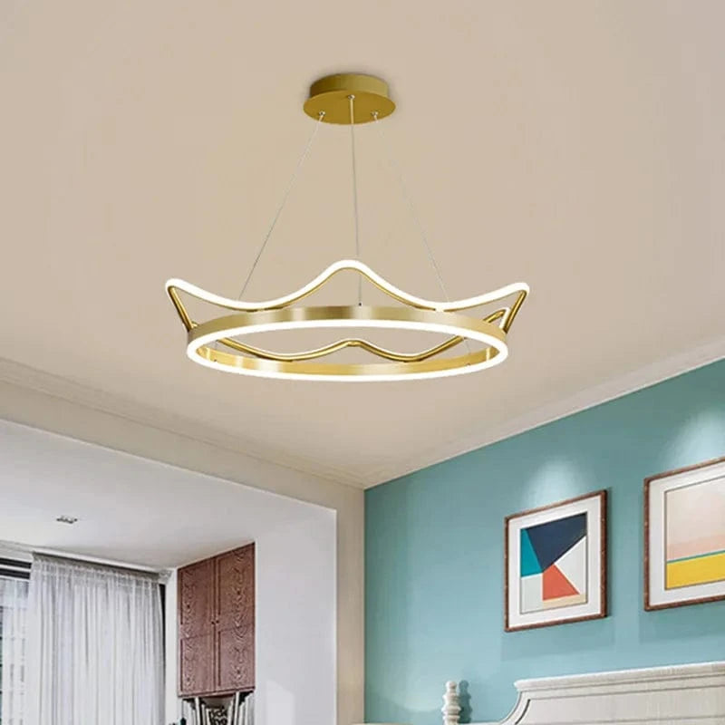 Lustre en acier inoxydable LED Nordique Moderne Rose Gold Bande Couronne pour Chambre d'Enfant | Marco Lucetti