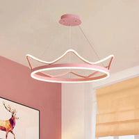Lustre en acier inoxydable LED Nordique Moderne Rose Gold Bande Couronne pour Chambre d'Enfant | Marco Lucetti