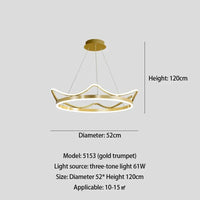 Lustre en acier inoxydable LED Nordique Moderne Rose Gold Bande Couronne pour Chambre d'Enfant | Marco Lucetti Or Dia52cm / Lumière trichromatique