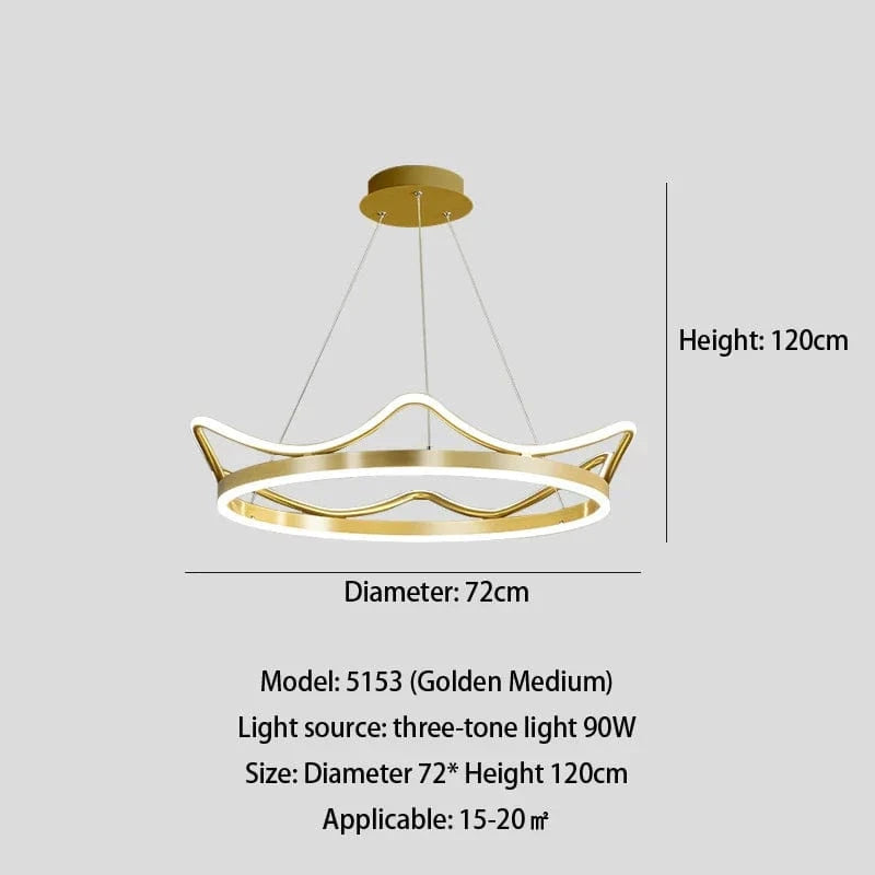 Lustre en acier inoxydable LED Nordique Moderne Rose Gold Bande Couronne pour Chambre d'Enfant | Marco Lucetti Or Dia72cm / Lumière trichromatique