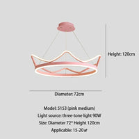 Lustre en acier inoxydable LED Nordique Moderne Rose Gold Bande Couronne pour Chambre d'Enfant | Marco Lucetti Rose Dia72cm / Lumière trichromatique
