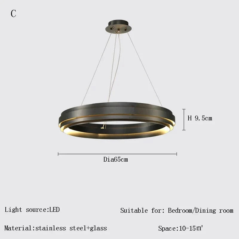 Lustre en anneau post-moderne minimaliste italien LED 2024 - Luxe Design | Marco Lucetti C Dia65cm / Or / Lumière blanche