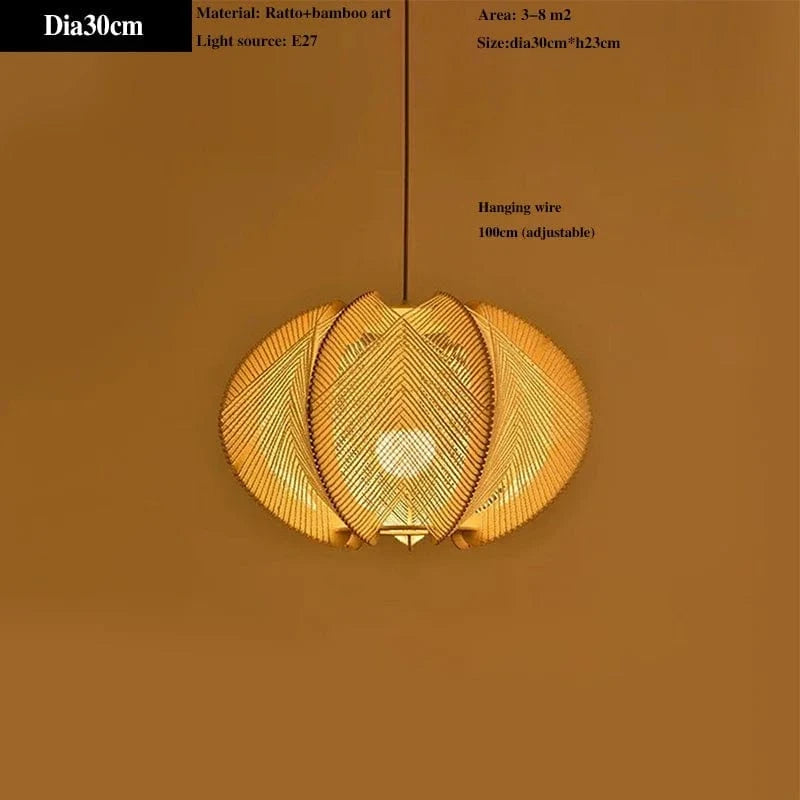 Lustre en Bambou d'Art pour Décoration et Eclairage de Luxe | Marco Lucetti 30CM / Lumière chaude 2500K