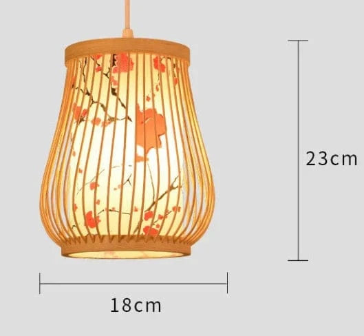 Lustre en bambou de style chinois, tissé à la main | Marco Lucetti Fleur de prunier 18x23