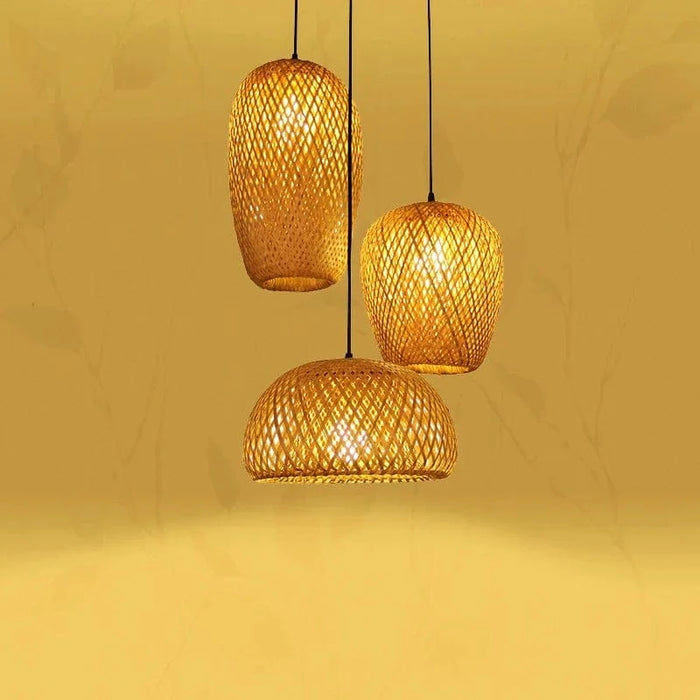 Lustre en bambou tissé à la main - Décor rétro pour salle à manger | Marco Lucetti