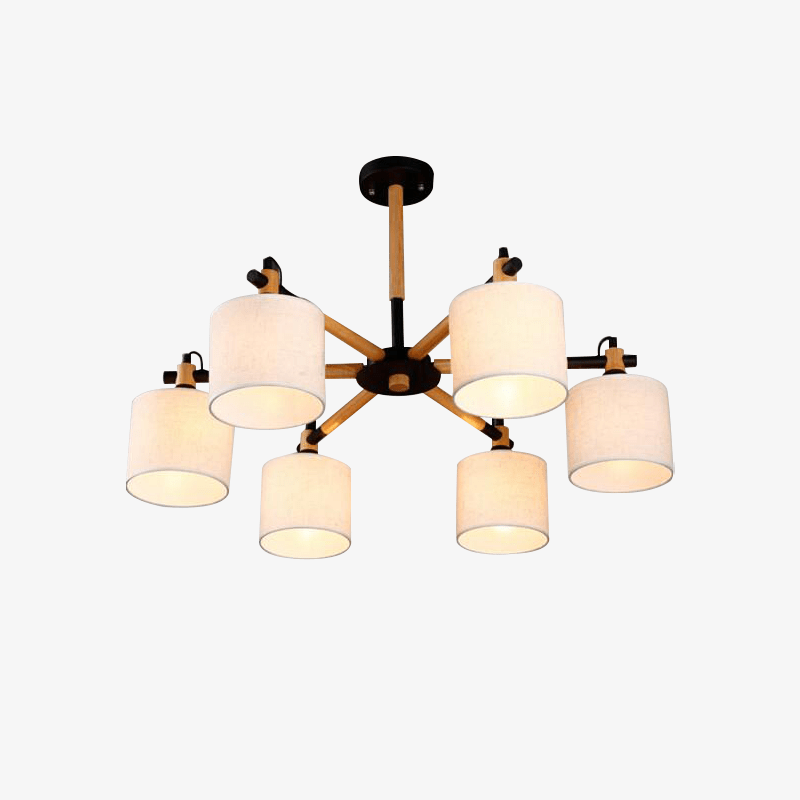 Lustre en bois avec abat-jour textile | Marco Lucetti