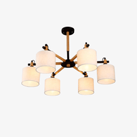 Lustre en bois avec abat-jour textile | Marco Lucetti Blanc / 6 branches