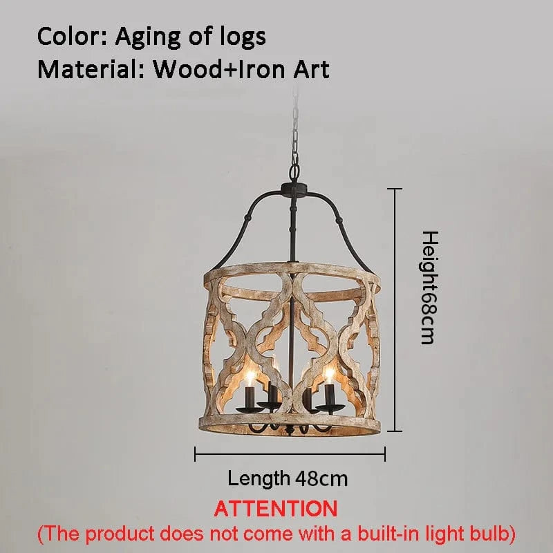Lustre en bois créatif américain rural pour boutiques et restaurants - Collection RustiWood | Marco Lucetti Ancienne couleur