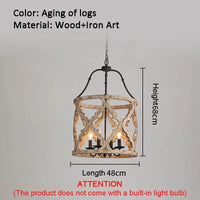 Lustre en bois créatif américain rural pour boutiques et restaurants - Collection RustiWood | Marco Lucetti Ancienne couleur