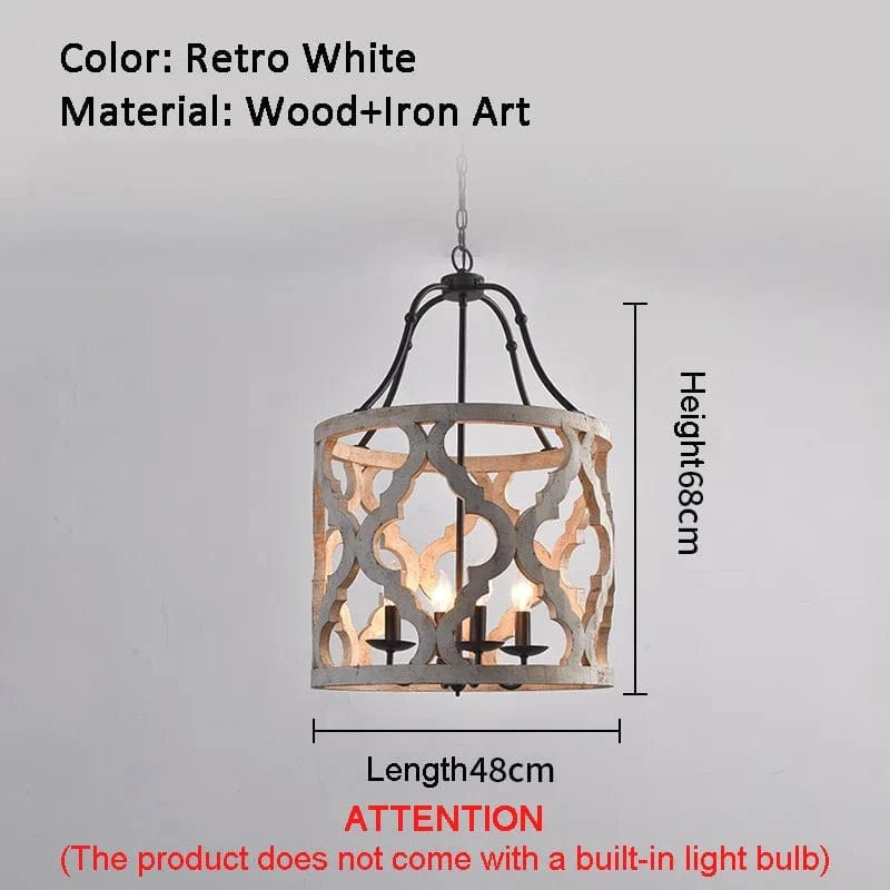 Lustre en bois créatif américain rural pour boutiques et restaurants - Collection RustiWood | Marco Lucetti Blanc Vintage