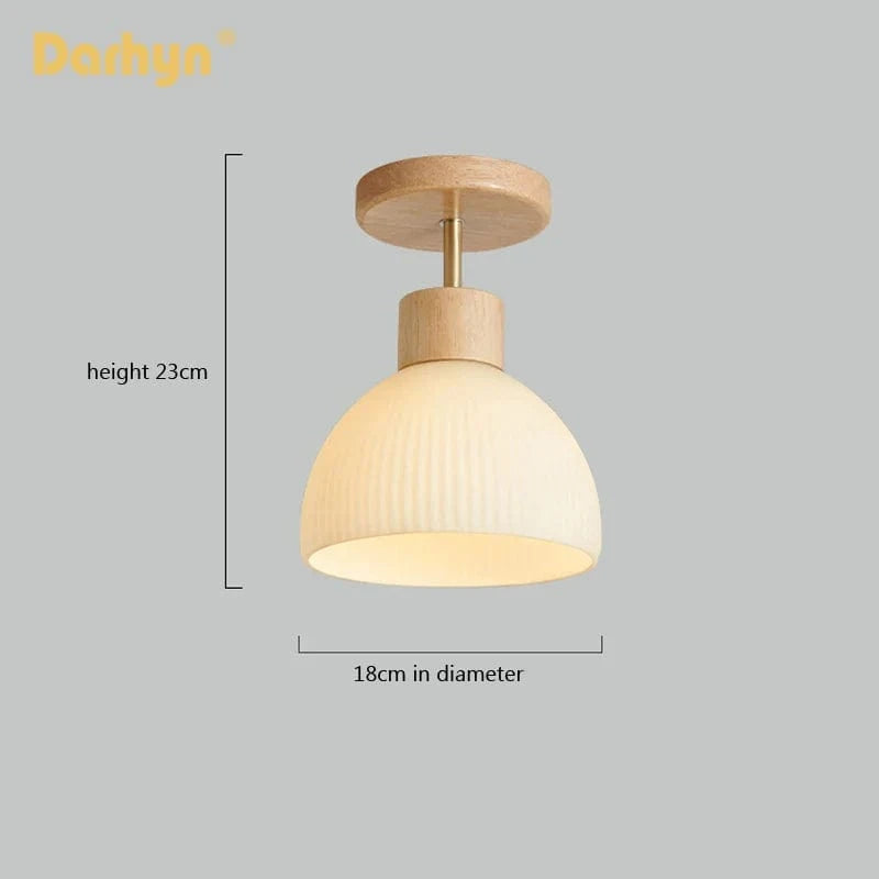 Lustre en bois élégant avec abat-jour en verre | Marco Lucetti