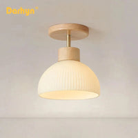 Lustre en bois élégant avec abat-jour en verre | Marco Lucetti