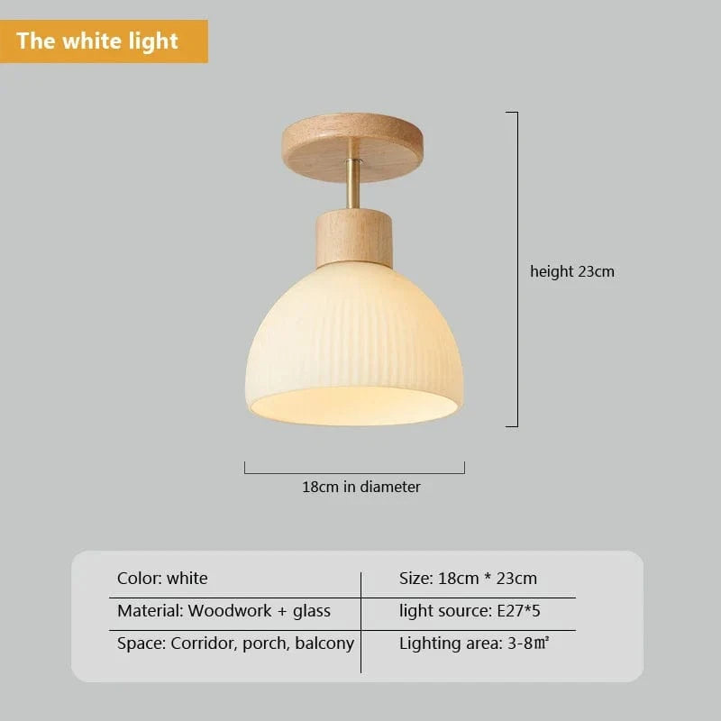 Lustre en bois élégant avec abat-jour en verre | Marco Lucetti Blanc froid original / CHINE