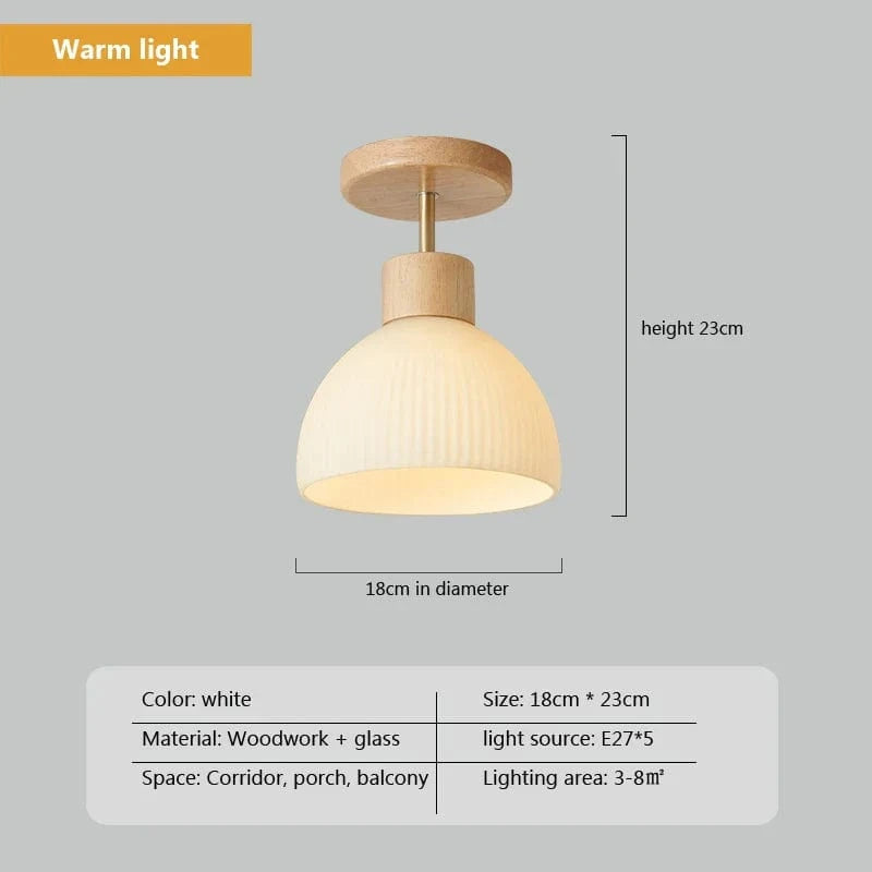 Lustre en bois élégant avec abat-jour en verre | Marco Lucetti Original-Blanc chaud / CHINE