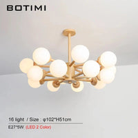 Lustre en Bois et Verre LED pour Salle à Manger et Hall | Marco Lucetti 16 lumières LED2 couleurs.