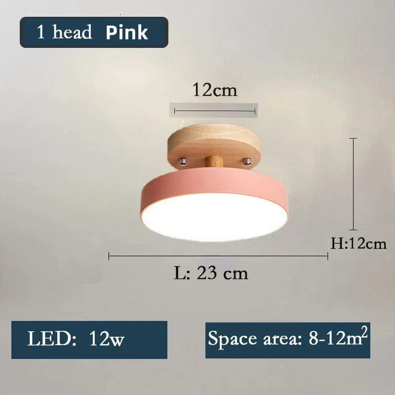 Lustre en bois LED de style nordique pour toutes les pièces | Marco Lucetti 1 tête rose