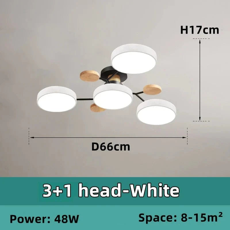 Lustre en bois LED de style nordique pour toutes les pièces | Marco Lucetti 3-1 tête-Blanc