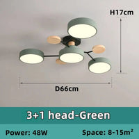 Lustre en bois LED de style nordique pour toutes les pièces | Marco Lucetti 3-1 tête-vert