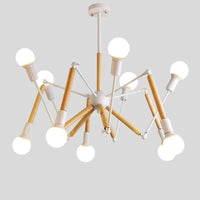 Lustre En Bois Massif Moderne - Lampe Araignée Créative Post-Moderne | Marco Lucetti Corps blanc / Lumières à 8 bras / Sans ampoules