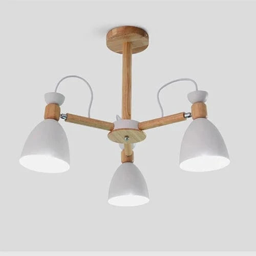 Lustre en bois massif moderne pour plafond d'hôtel | Marco Lucetti Blanc 3 lumières